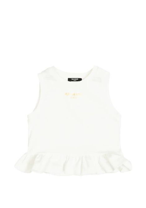 T-shirt con ruches BALMAIN KIDS | BY8B42 Z3672100OR